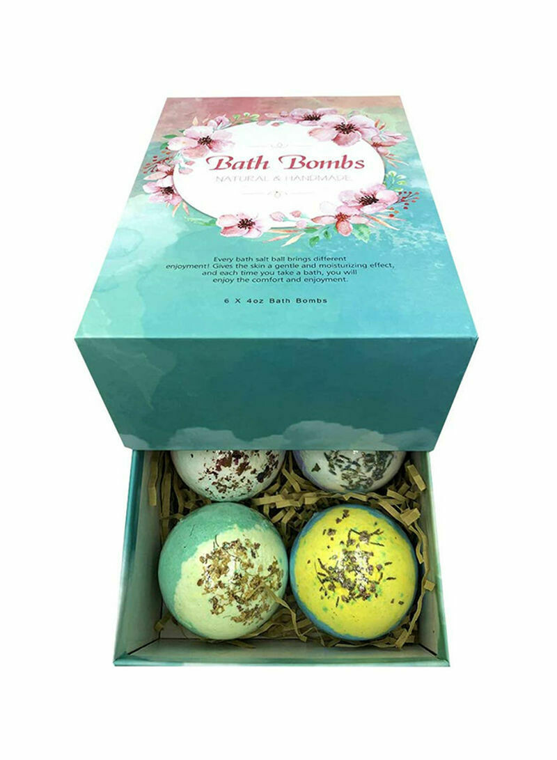 Bath Bombs Pack Of 6 Pure Essential Oil Spa Bomb Fizzies Set 600g