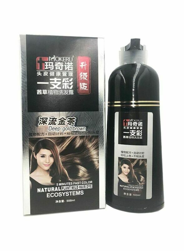 MOKERU Herbal Dark Brown Hair Dye Shampoo 500ml