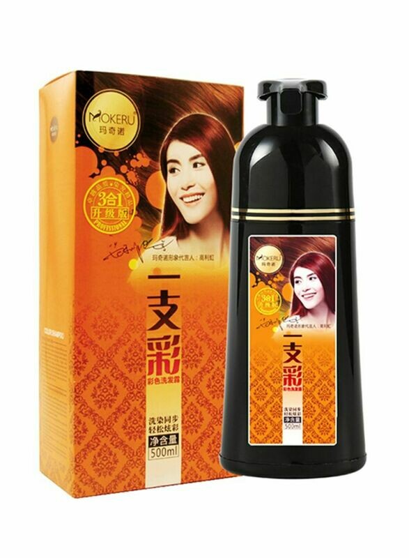 MOKERU Dark Brown Hair Dye Shampoo 500ml