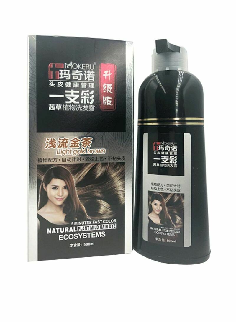 MOKERU Light Gold Brown Hair Dye Shampoo 500ml