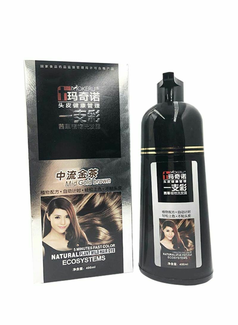 MOKERU Mid Gold Brown Hair Magic Dye Shampoo 400ml