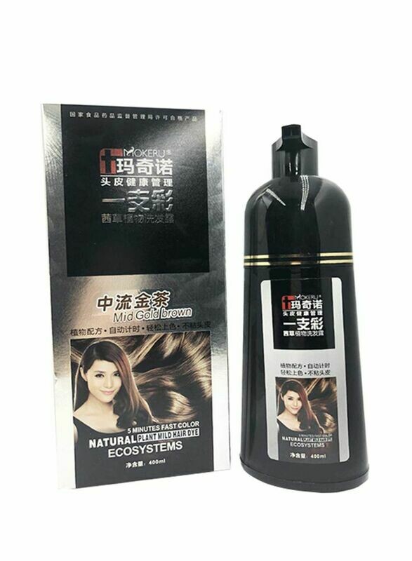 MOKERU Mid Gold Brown Hair Magic Dye Shampoo 400ml