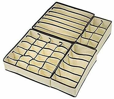 4-Piece Simplized Closet Underwear Organizers Set Beige