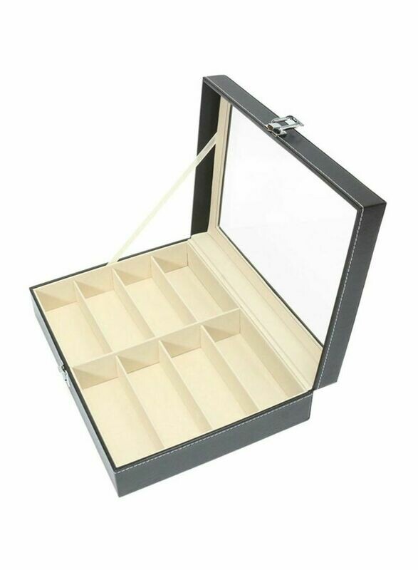 8-Grids Sunglass Display Organizer Case With Lock Black