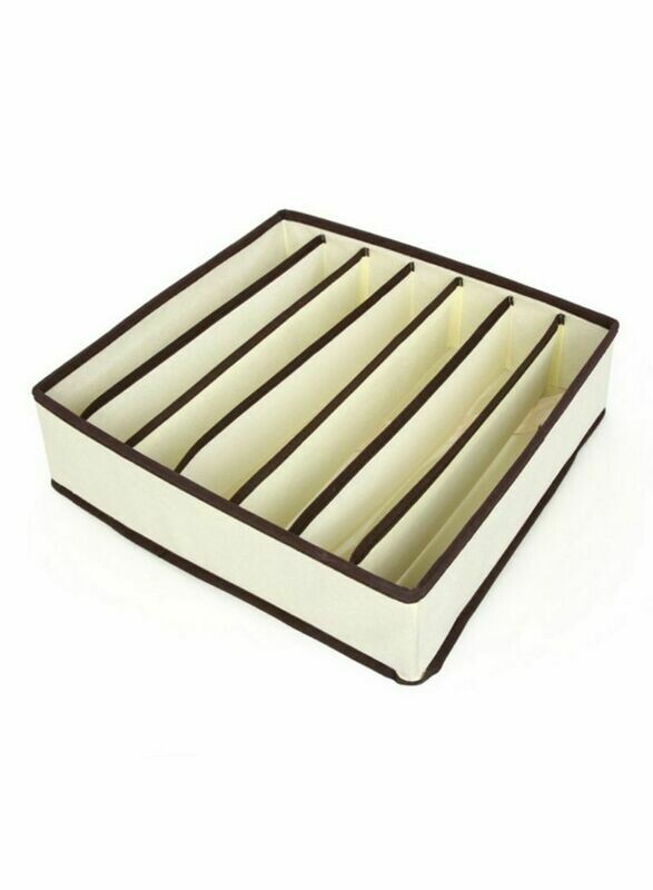 Multi-Grids Underwear Socks Storage Box Beige