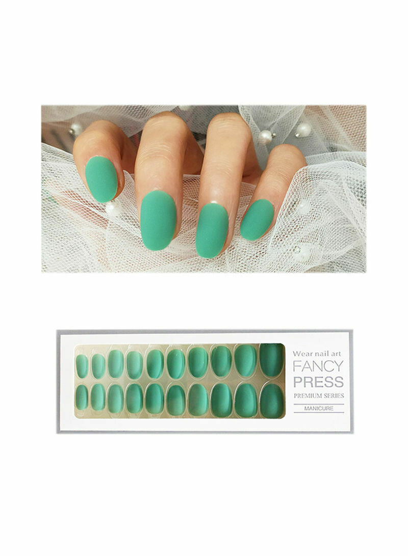 20 Piece Matte Fake Nails Full Cover Press On Mint Green