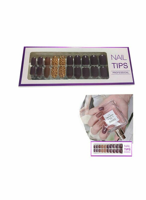 20 Piece Full Cover Fake Nail Tips Purple/Yellow