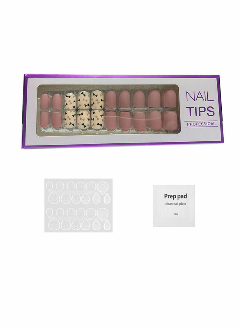 20 Piece Fake Nail Press On Pink