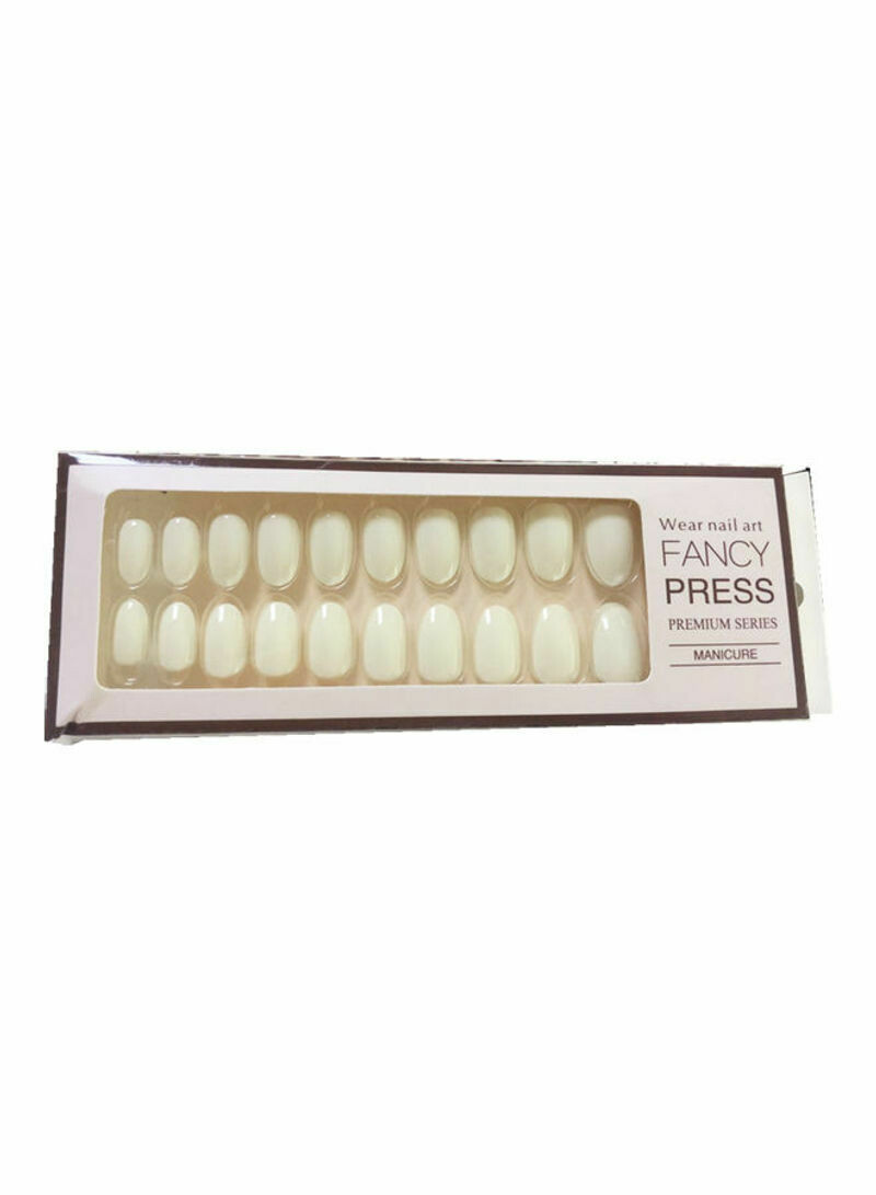 24-Piece Gloss Fake Nails Kit White