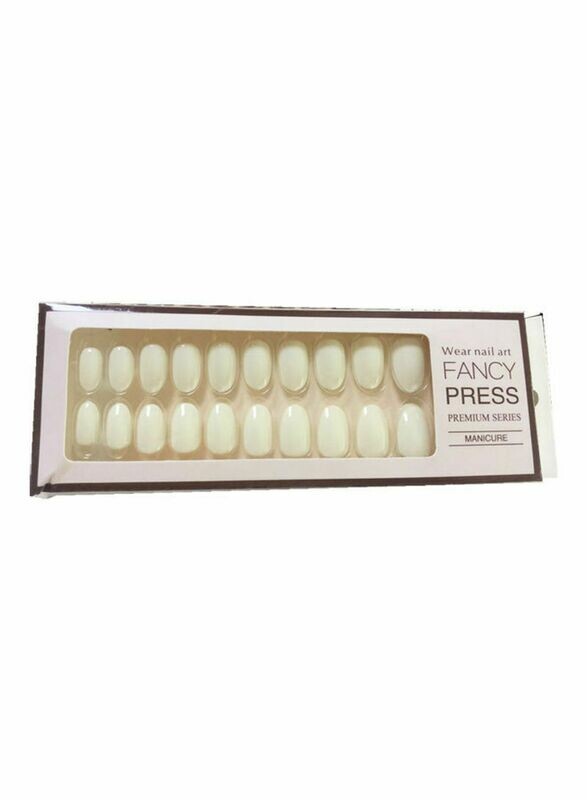 24-Piece Gloss Fake Nails Kit White
