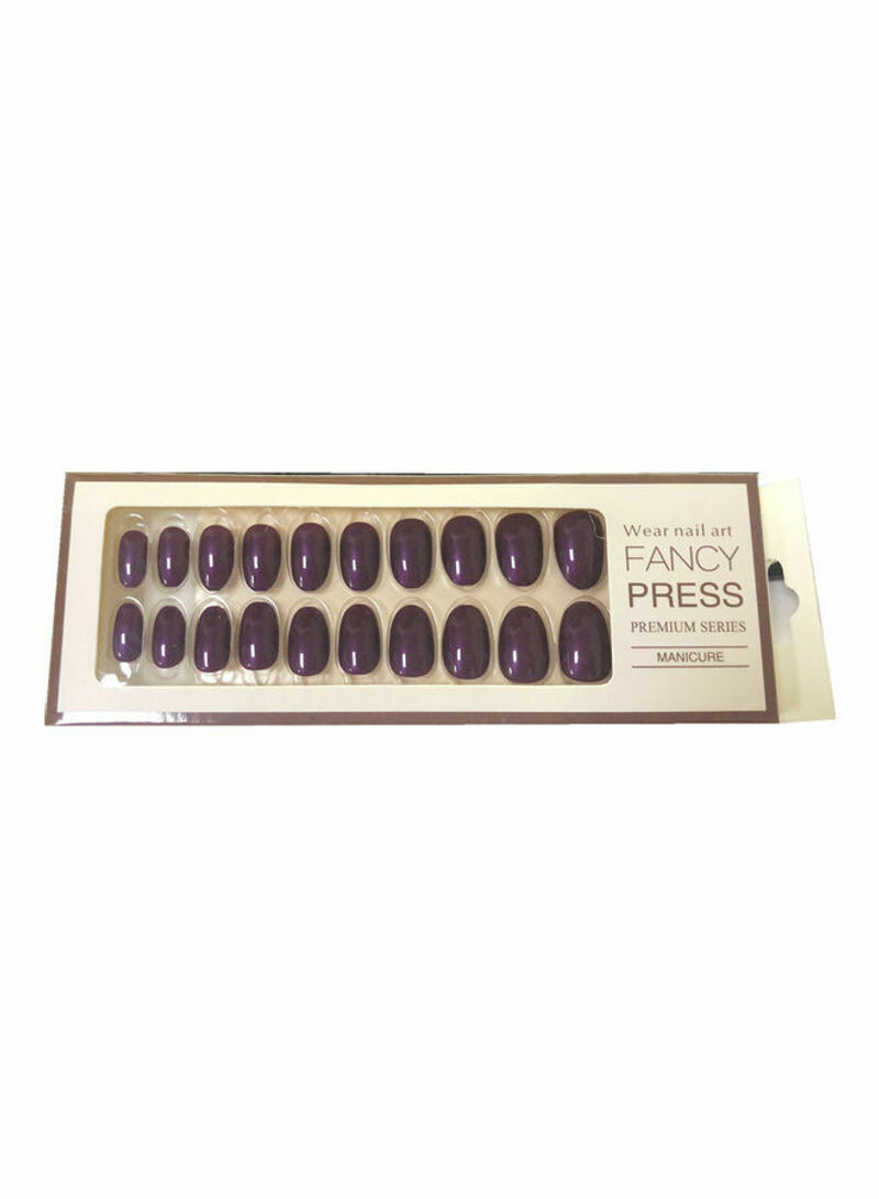 24-Piece Gloss Fake Nails Kit Purple