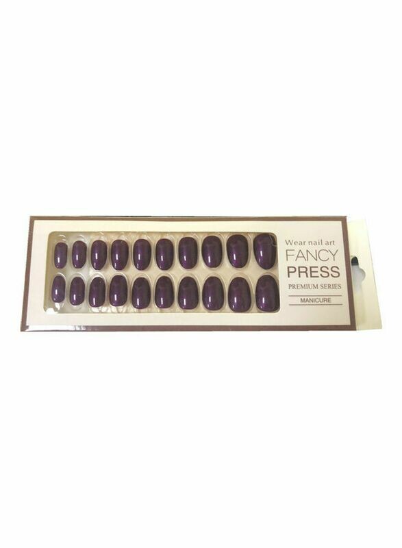 24-Piece Gloss Fake Nails Kit Purple