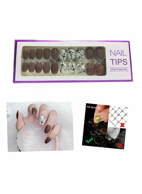 20 Piece Long Oval False Nail Tips Red/White