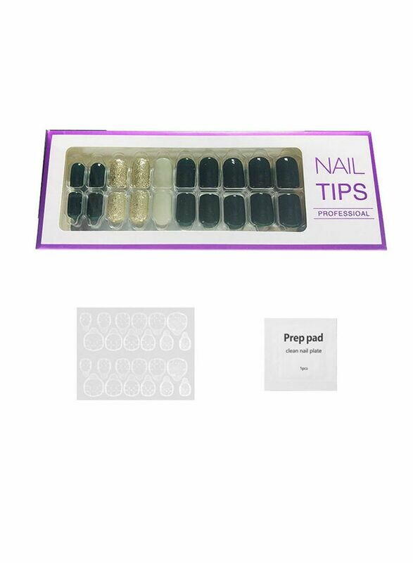 20 Piece Salon Art False Nails Black/Gold/White