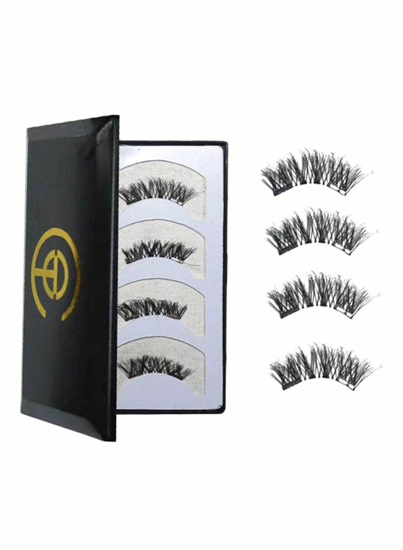 4-Piece Double Magnetic False Eyelashes 008 Black