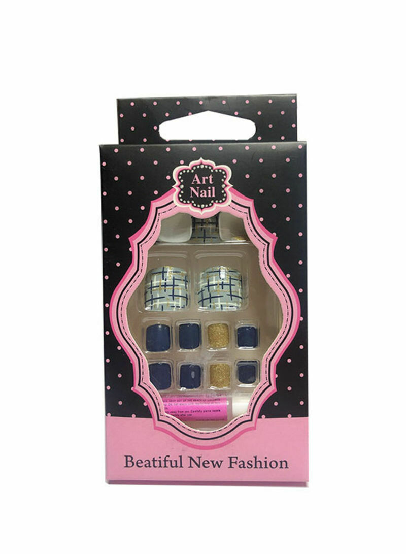 20-Piece Artificial Toenails Blue/Blue/Gold