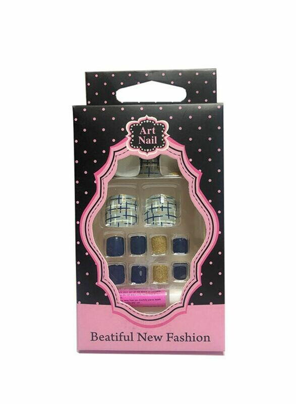 20-Piece Artificial Toenails Blue/Blue/Gold