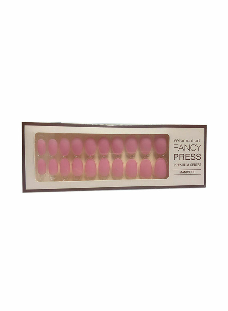 20-Piece Full Cover Matte Nails Art Tips Set Pink