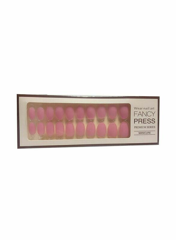 20-Piece Full Cover Matte Nails Art Tips Set Pink