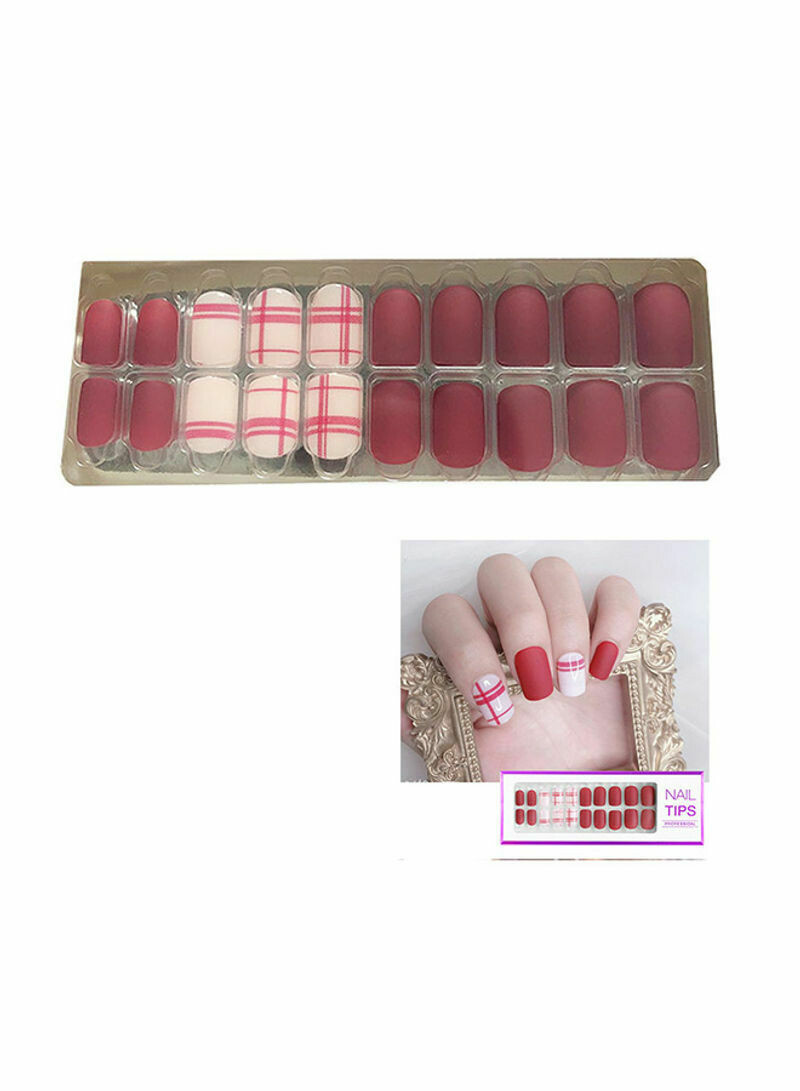20 Piece False Nail Tips Press On Red