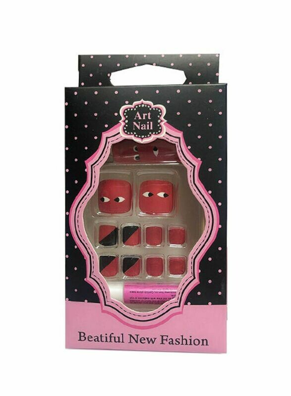 20 Piece False Nail Red/Black