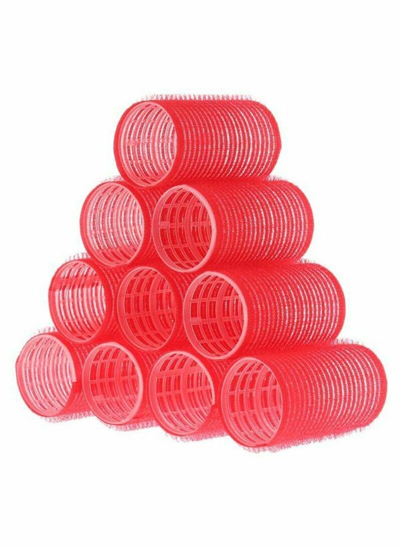 10-Piece Self Grip Hair Roller Set Red