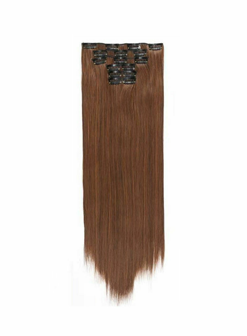 16 Clips Fake Hair Brown 58cm
