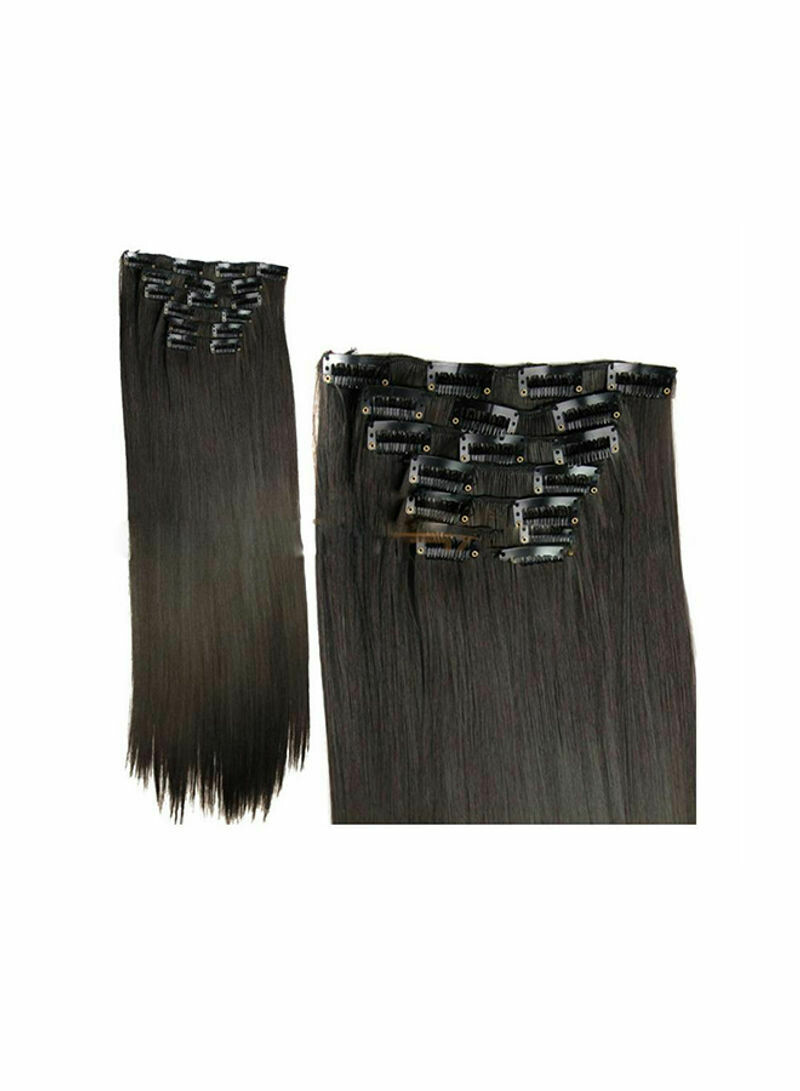 Straight Natural Fake Hair Extensions Black 58cm