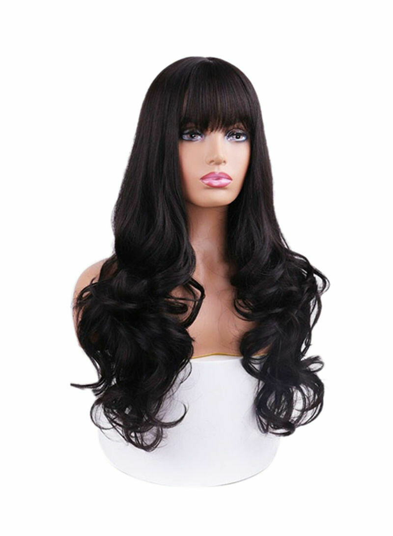 Big Wavy Curls Fake Long Curly Hair Black 135cm