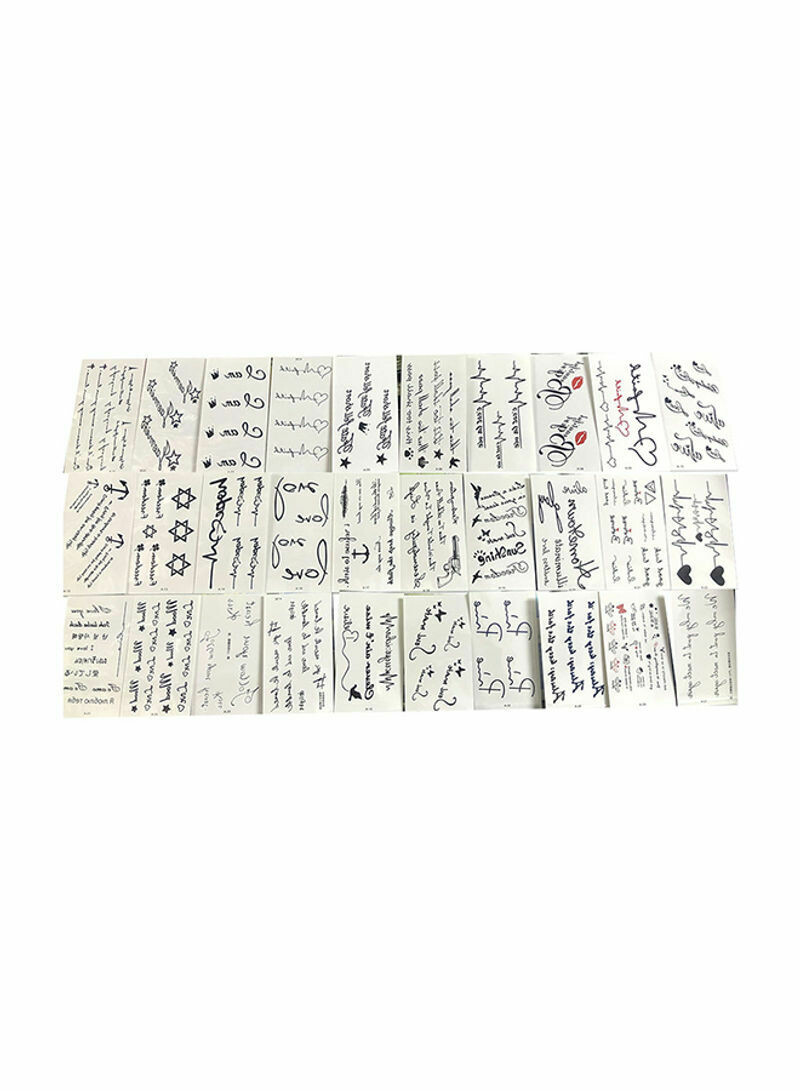 Pack Of 30 Temporary Tattoos Sticker Sheets Multicolour