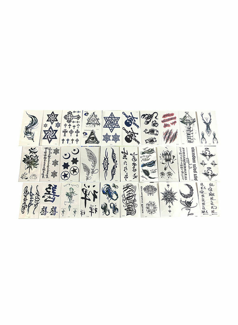 Pack Of 30 Temporary Tattoos Sticker Sheets Multicolour