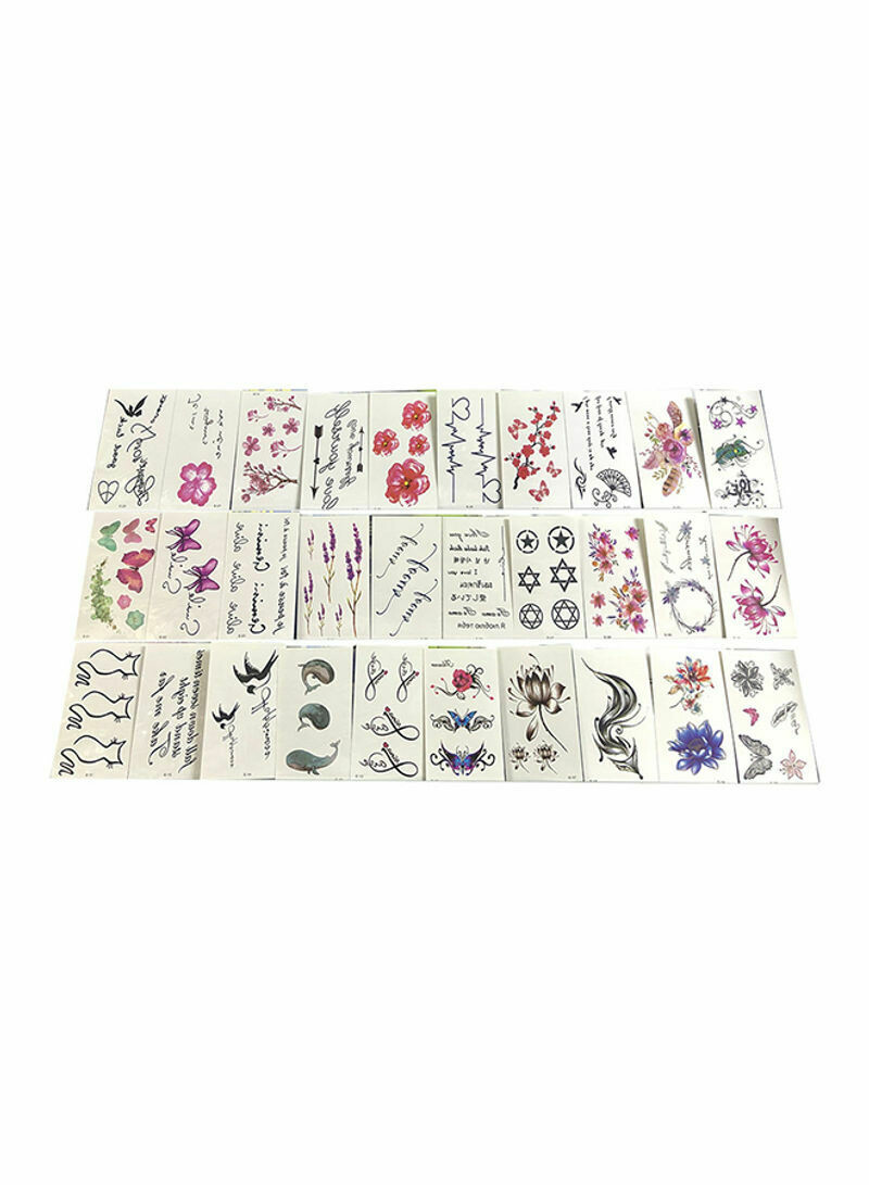 Pack Of 30 Temporary Tattoos Sticker Sheets Multicolour