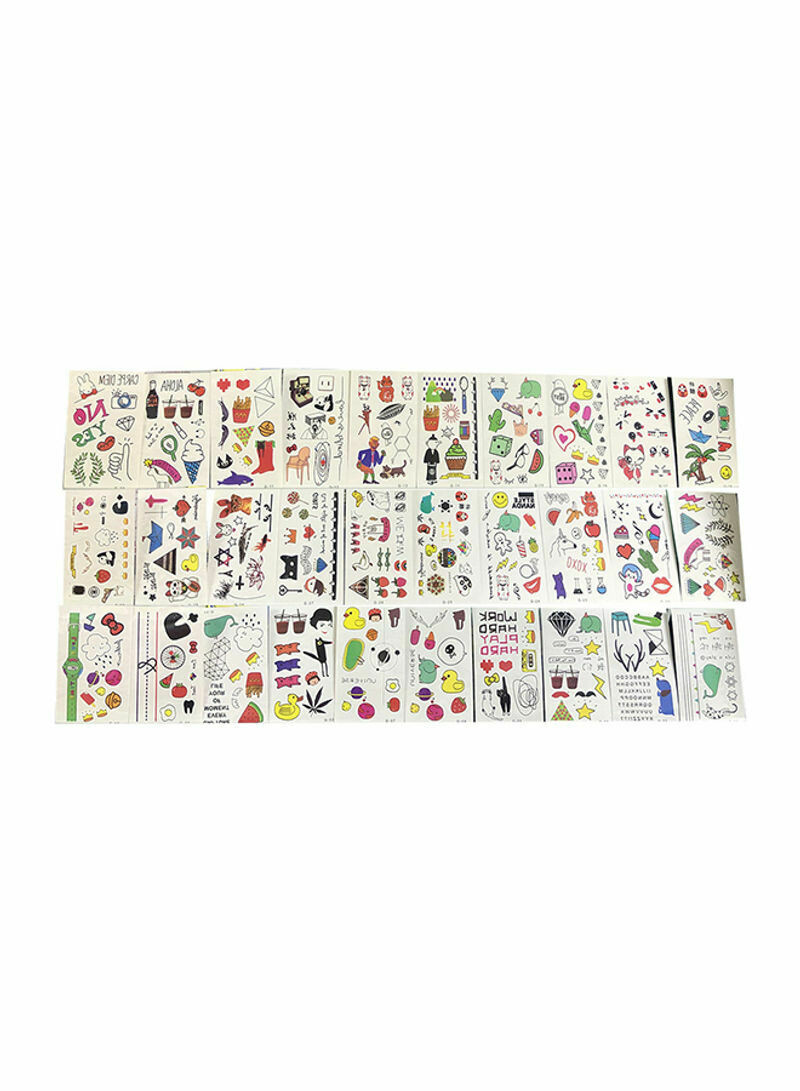 Pack Of 30 Temporary Tattoos Sticker Sheets Multicolour