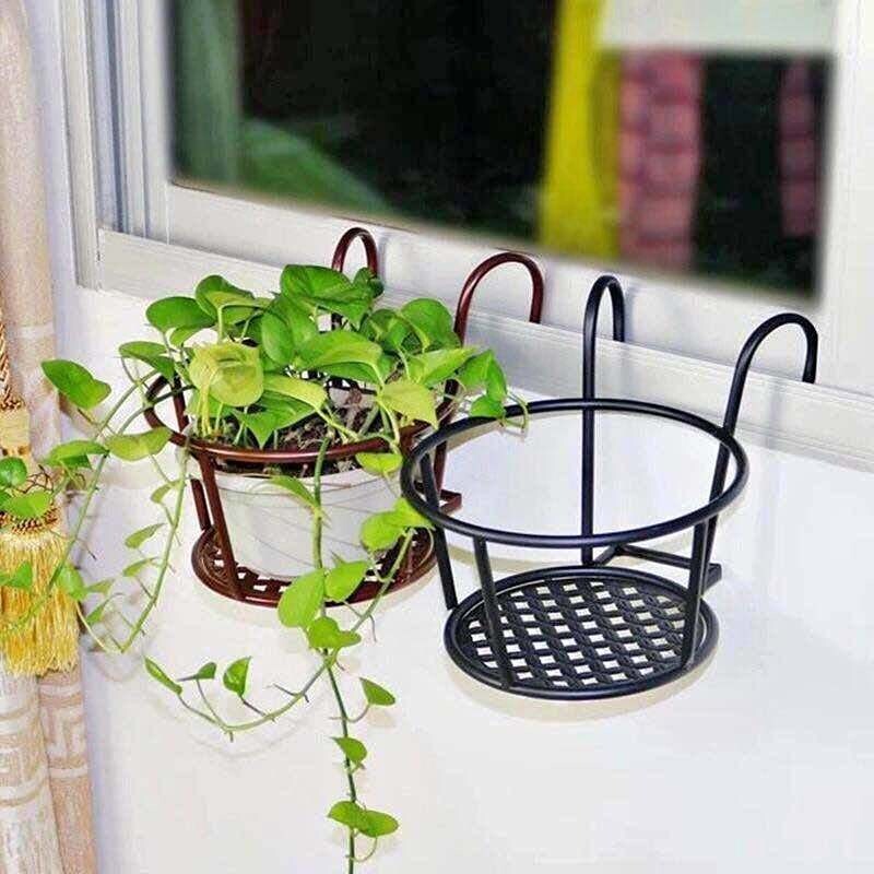 4pc Hanging Railing Planter Iron Art Hanging Baskets Flower Pot Holder