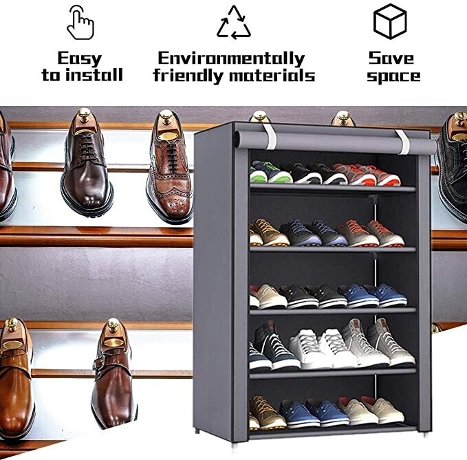 Fashionable, Room-Saving 6-7 Layers Non-Woven Fabric Shoe Rack - Organizers Storage