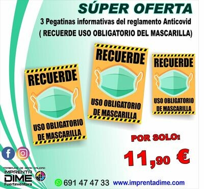 PACK PEGATINAS INFORMATIVAS REGLAMENTOS