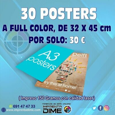 Pack 30 posters 32 x 45 cm