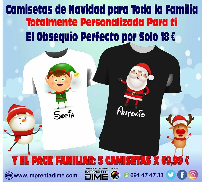 Pack 5 camisetas personalizadas