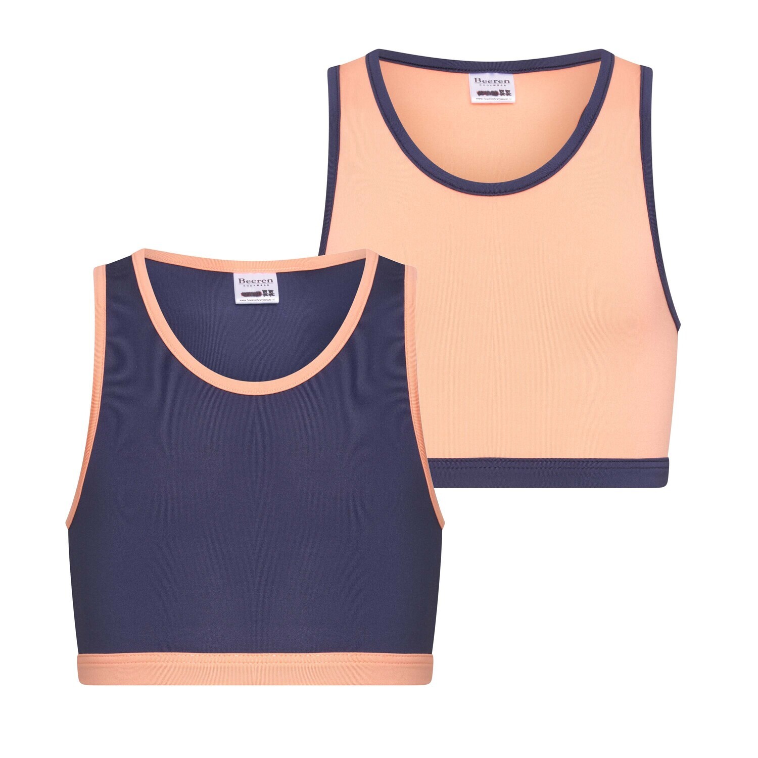 (08-251) Meisjes hesje Mix and Match 2-Pack zalm/donkerblauw 170/176