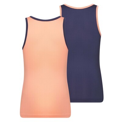 (08-250) Meisjes hemd Mix and Match 2-Pack zalm/donkerblauw 110/116
