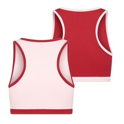 (08-251) Meisjes hesje Mix and Match 2-Pack rose/rood 134/140