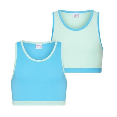 (08-251) Meisjes hesje Mix and Match 2-Pack turquoise/mint 158/164