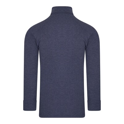 (15-800) Heren colshirt lange mouw Thermo marine M