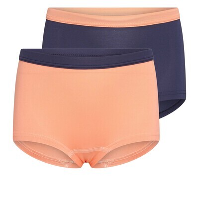 (21-171) Meisjes boxershort Mix and Match 2-Pack zalm/donkerblauw 158/164