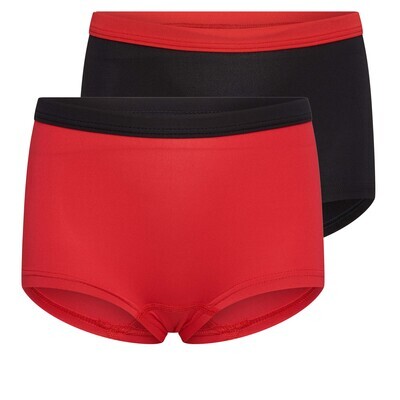 (21-171) Meisjes boxershort Mix and Match 2-Pack rood/zwart 146/152