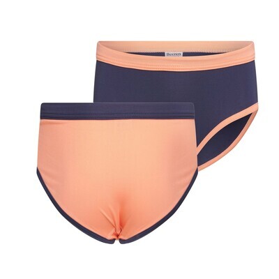 (03-233) Meisjes slip Mix and Match 2-Pack zalm/donkerblauw 146/152