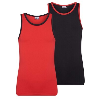 (08-250) Meisjes hemd Mix and Match 2-Pack rood/zwart 110/116