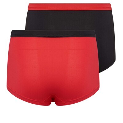 (21-171) Meisjes boxershort Mix and Match 2-Pack rood/zwart 122/128