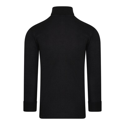 (15-400) Heren colshirt lange mouw Thermo zwart XXL