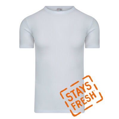(11-403) Heren T-shirt R-hals Stays-Fresh wit 4XL